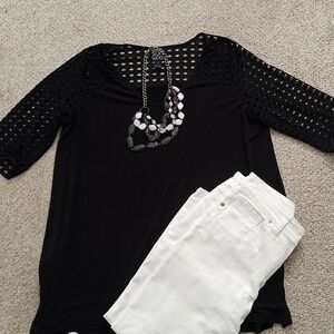 Clara Sun Woo black laser cut tunic size Large